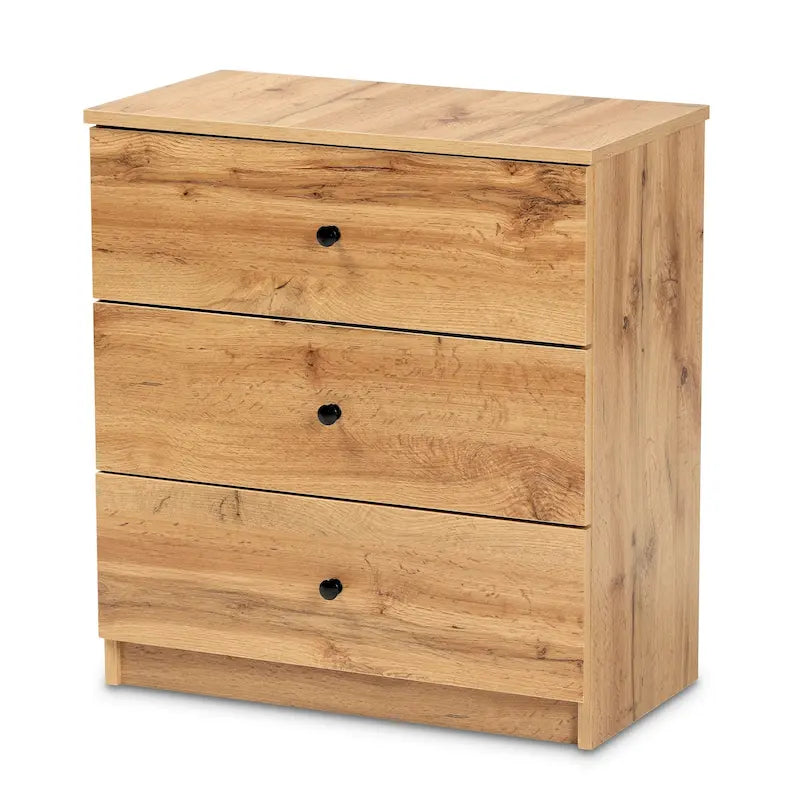 Commode de rangement moderne à 3 tiroirs en chêne marron