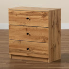Commode de rangement moderne à 3 tiroirs en chêne marron