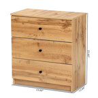 Commode de rangement moderne à 3 tiroirs en chêne marron