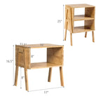Table de chevet empilable en bambou avec étagère de rangement