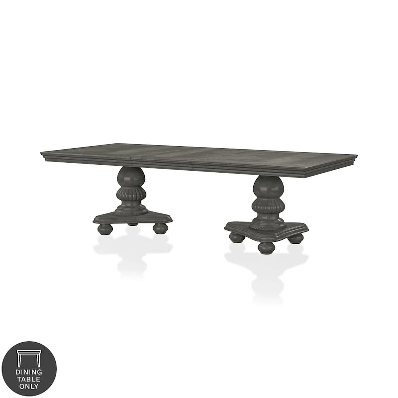 Table à manger extensible en bois gris de 261 cm