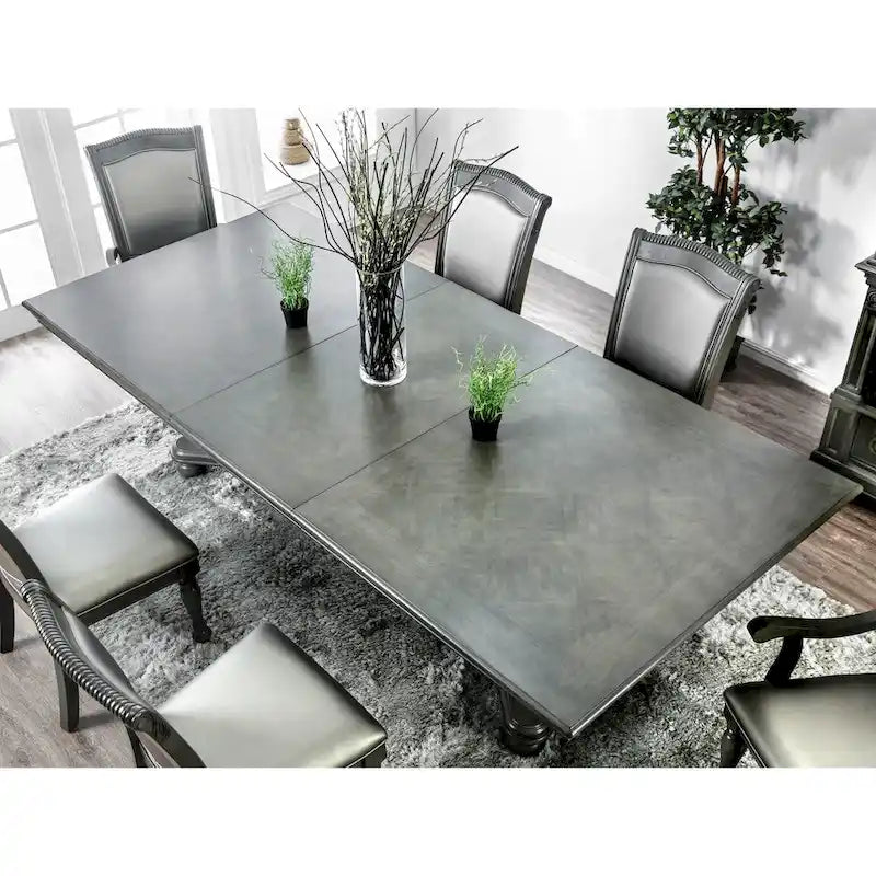 Table à manger extensible en bois gris de 261 cm