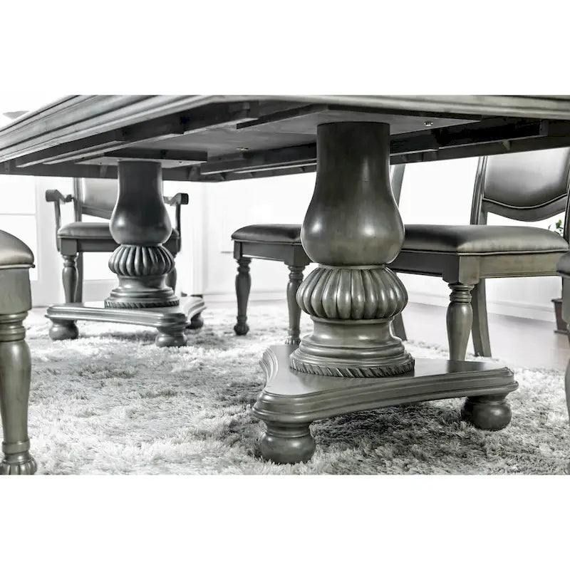 Table à manger extensible en bois gris de 261 cm