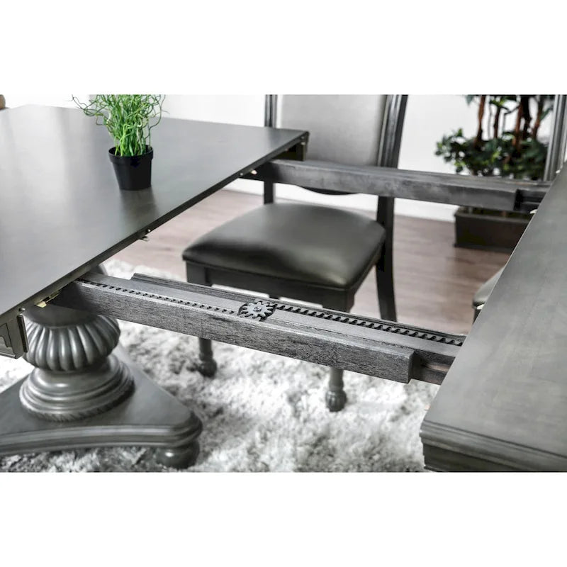 Table à manger extensible en bois gris de 261 cm