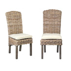 Chaise de salle à manger capitonnée en rotin naturel