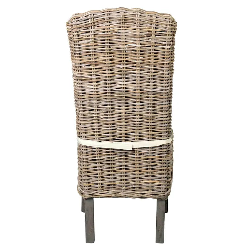 Chaise de salle à manger capitonnée en rotin naturel