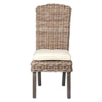Chaise de salle à manger capitonnée en rotin naturel