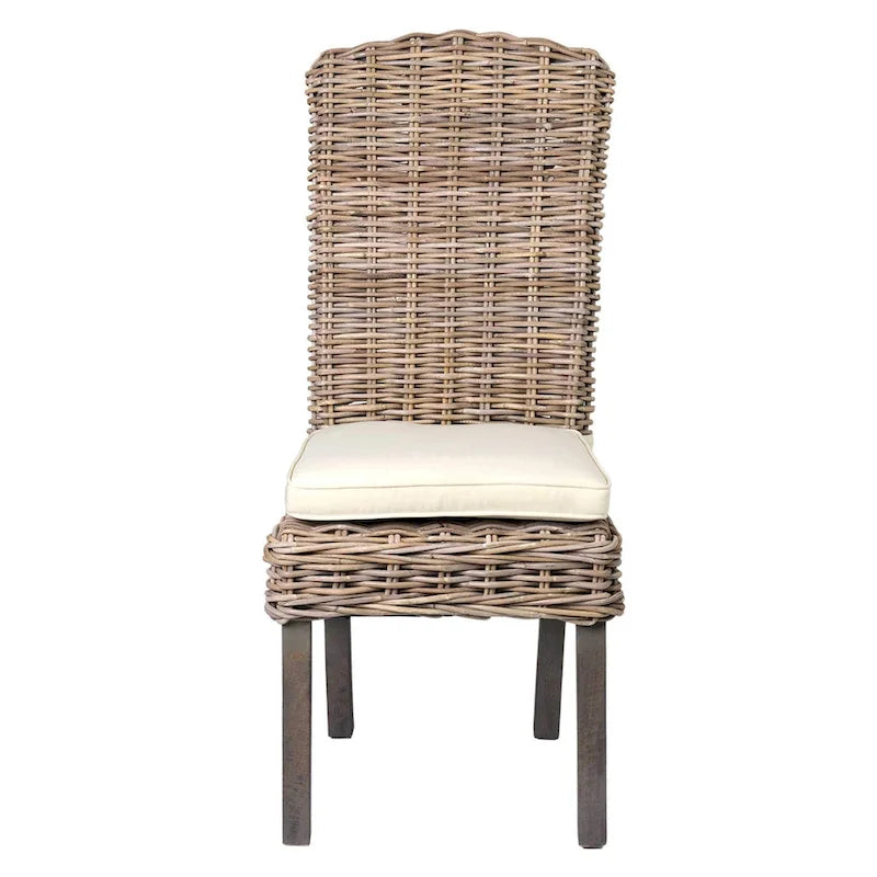 Chaise de salle à manger capitonnée en rotin naturel