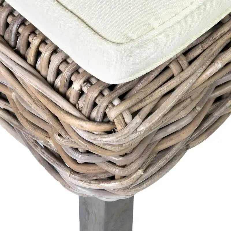Chaise de salle à manger capitonnée en rotin naturel