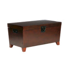 Table basse coffre espresso en bois de transition