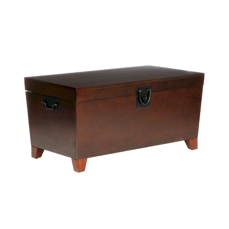 Table basse coffre espresso en bois de transition
