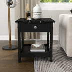 Table basse et table d'appoint en hévéa de style transitoire avec tiroir