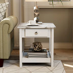Table basse et table d'appoint en hévéa de style transitoire avec tiroir