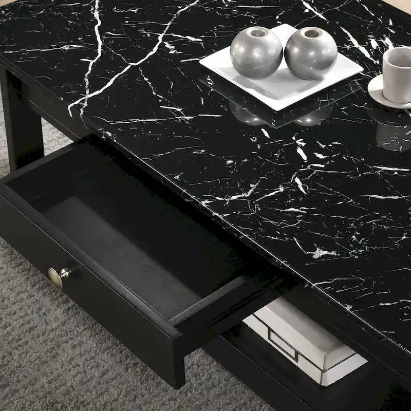 Table basse et table d'appoint en hévéa de style transitoire avec tiroir