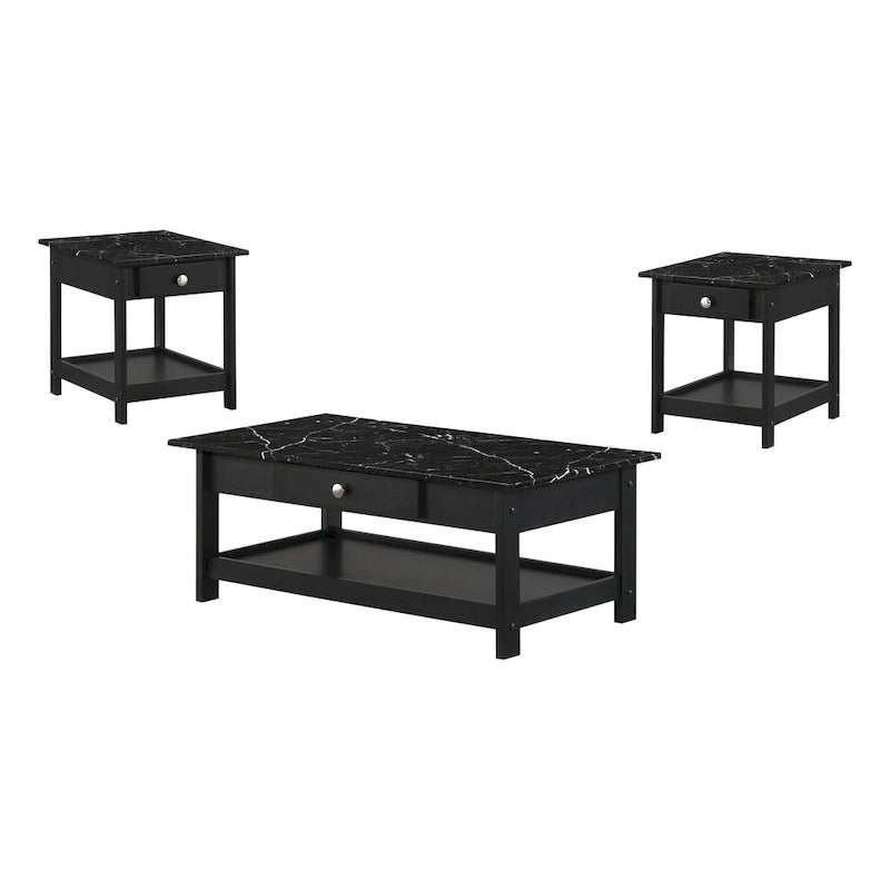Table basse et table d'appoint en hévéa de style transitoire avec tiroir