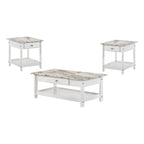 Table basse et table d'appoint en hévéa de style transitoire avec tiroir