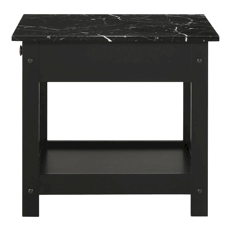 Table basse et table d'appoint en hévéa de style transitoire avec tiroir