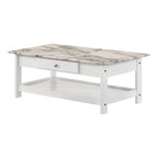 Table basse et table d'appoint en hévéa de style transitoire avec tiroir