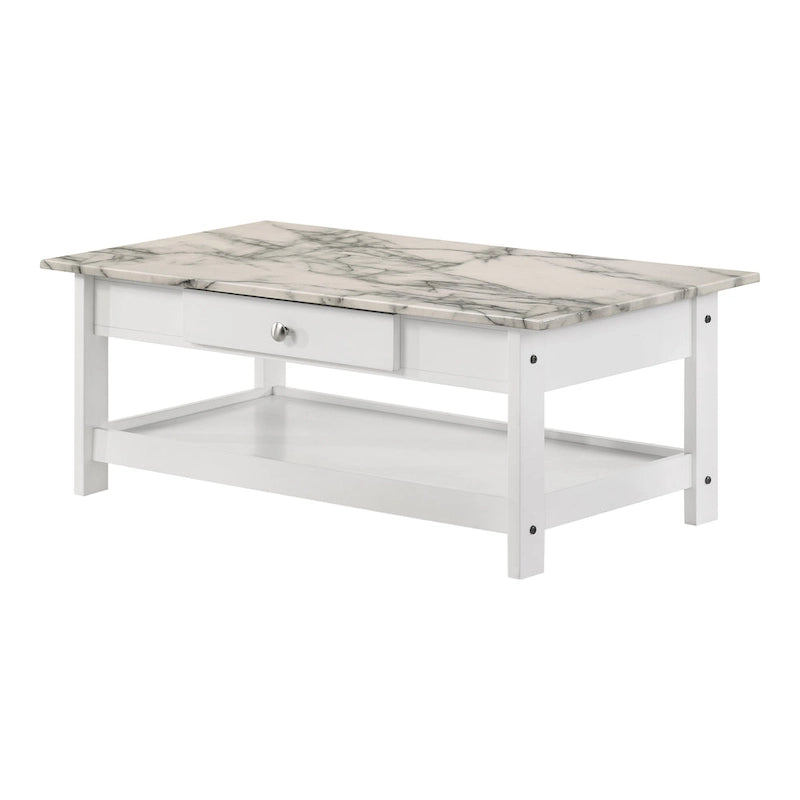 Table basse et table d'appoint en hévéa de style transitoire avec tiroir