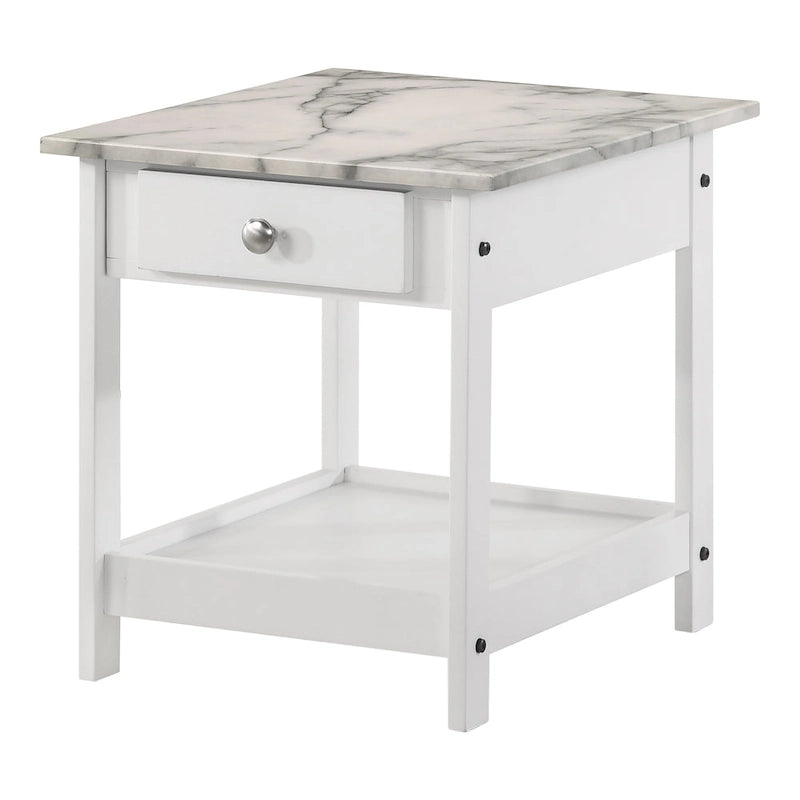 Table basse et table d'appoint en hévéa de style transitoire avec tiroir