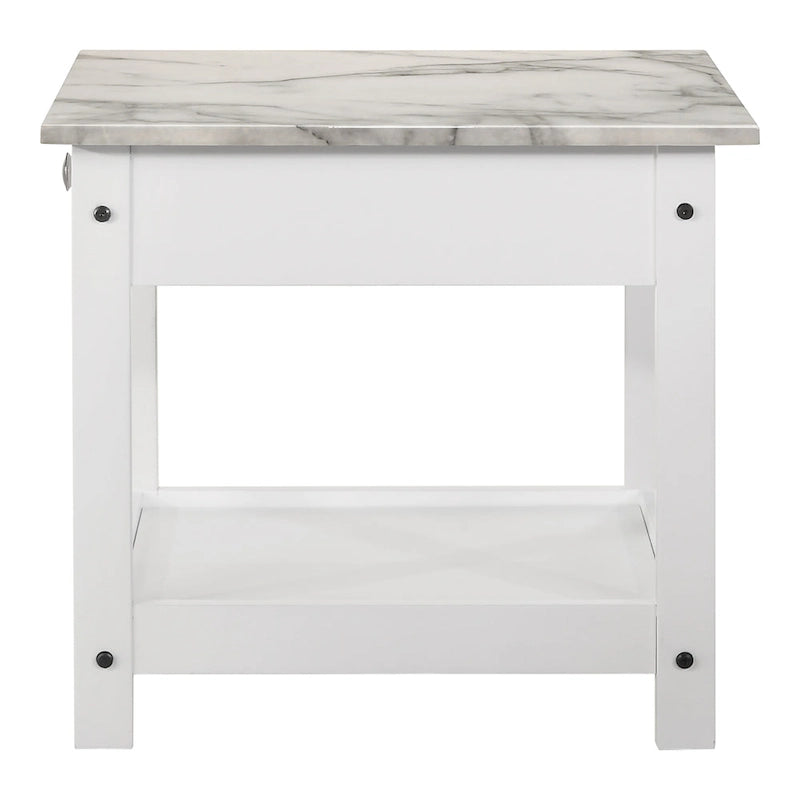 Table basse et table d'appoint en hévéa de style transitoire avec tiroir