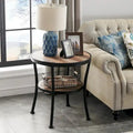 Table d'appoint ronde rustique avec rangement
