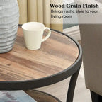 Table d'appoint ronde rustique avec rangement