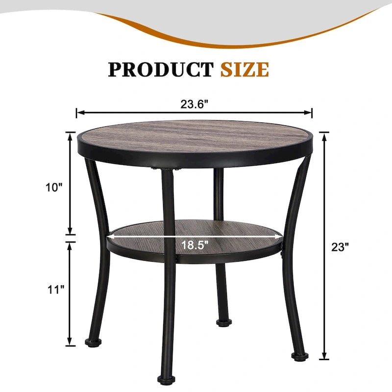Table d'appoint ronde rustique avec rangement