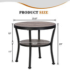 Table d'appoint ronde rustique avec rangement