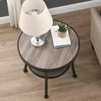 Table d'appoint ronde rustique avec rangement