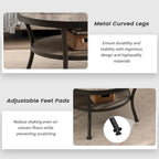 Table d'appoint ronde rustique avec rangement
