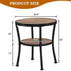 Table d'appoint ronde rustique avec rangement