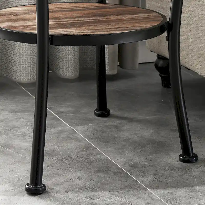 Table d'appoint ronde rustique avec rangement