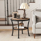 Table d'appoint ronde rustique avec rangement