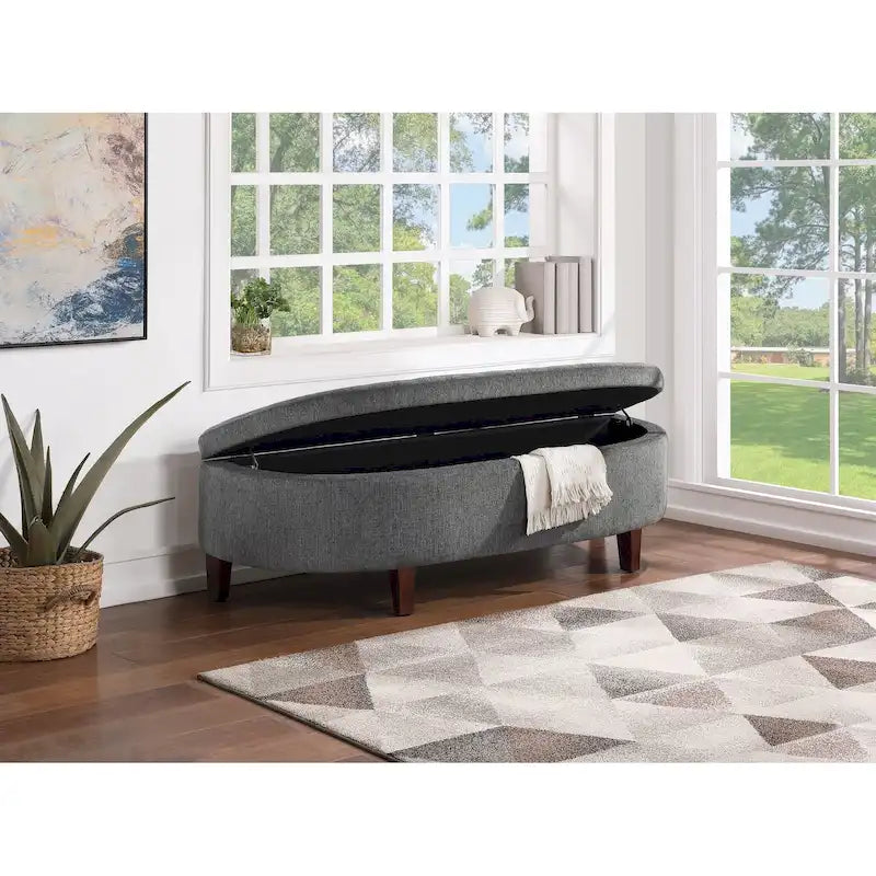 Banc de rangement capitonné avec couvercle à fermeture amortie