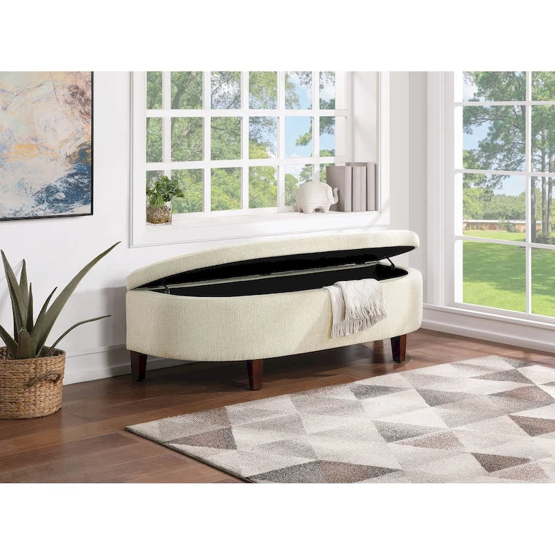 Banc de rangement capitonné avec couvercle à fermeture amortie