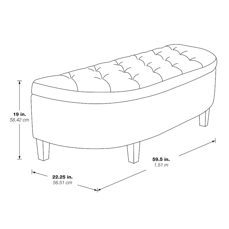 Banc de rangement capitonné avec couvercle à fermeture amortie