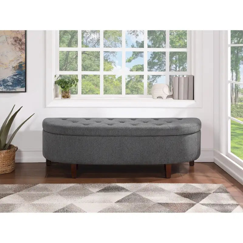 Banc de rangement capitonné avec couvercle à fermeture amortie