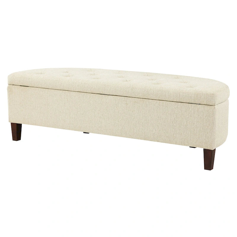 Banc de rangement capitonné avec couvercle à fermeture amortie