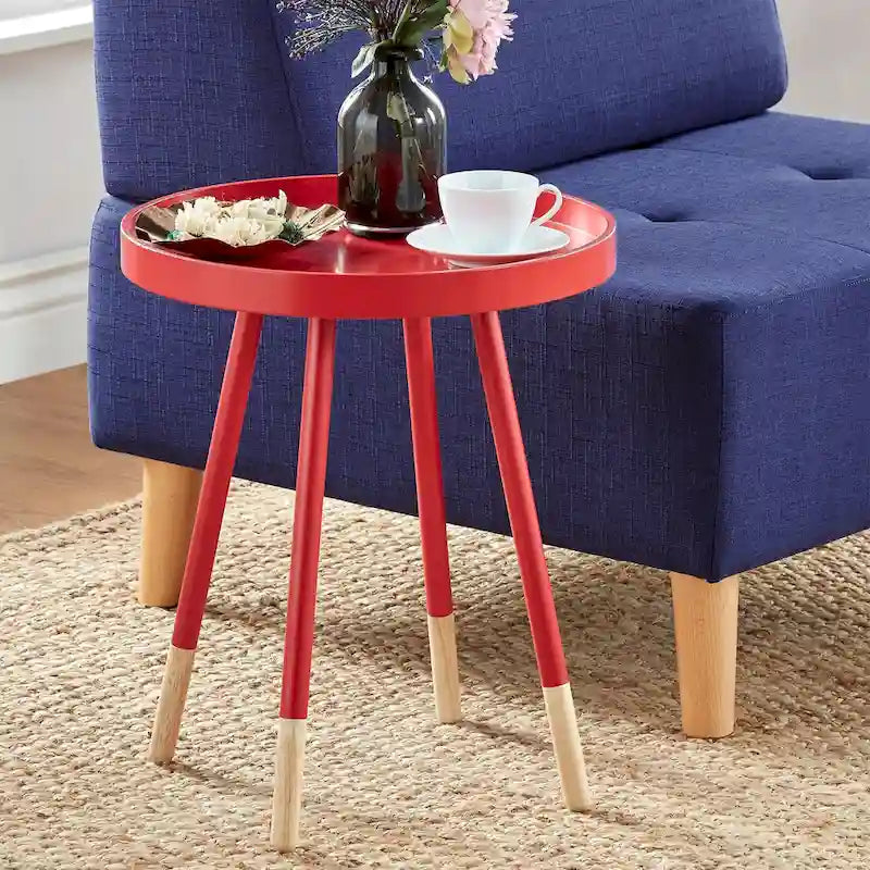 Table d'appoint ronde à plateau trempé de peinture