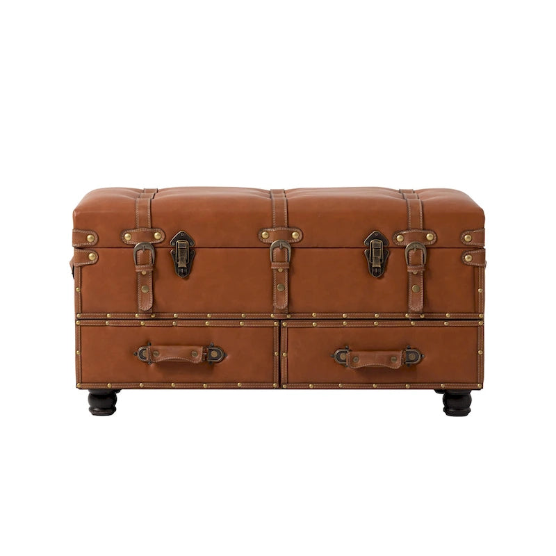 Banc de rangement ottoman vintage avec fermeture à loquet