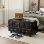 Banc de rangement ottoman vintage avec fermeture à loquet