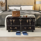 Banc de rangement ottoman vintage avec fermeture à loquet