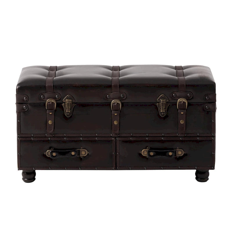 Banc de rangement ottoman vintage avec fermeture à loquet