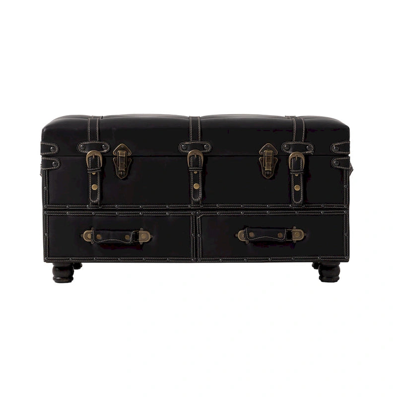 Banc de rangement ottoman vintage avec fermeture à loquet