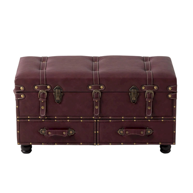Banc de rangement ottoman vintage avec fermeture à loquet