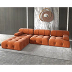 Canapé modulable 5 places en velours – Design capitonné, plusieurs coloris
