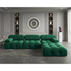 Canapé modulable 5 places en velours – Design capitonné, plusieurs coloris