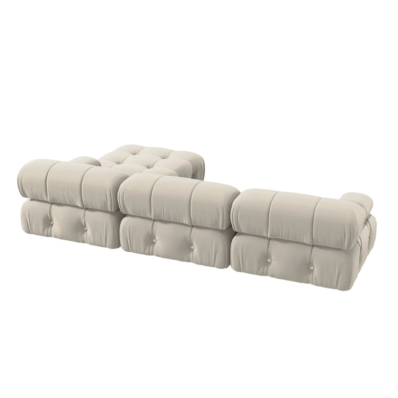 Canapé modulable 5 places en velours – Design capitonné, plusieurs coloris