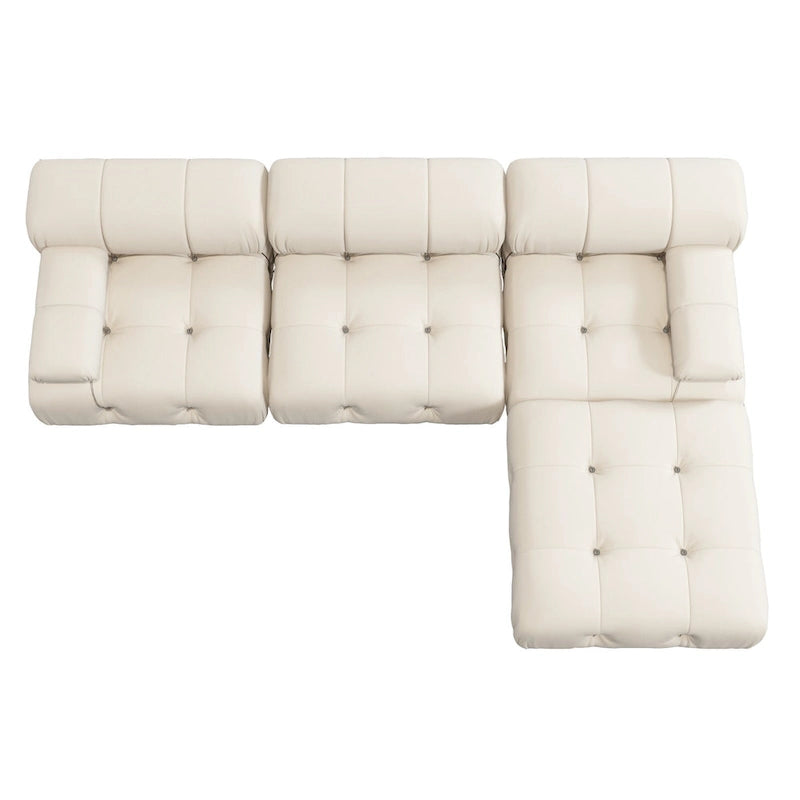 Canapé modulable 5 places en velours – Design capitonné, plusieurs coloris